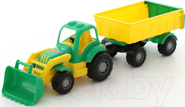 Изображение товара Трактор игрушечный Полесье Крепыш №1 с прицепом и ковшом / 44556