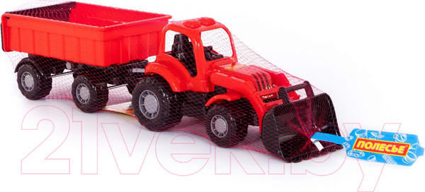 Изображение товара Трактор игрушечный Полесье Крепыш №1 с прицепом и ковшом / 44556