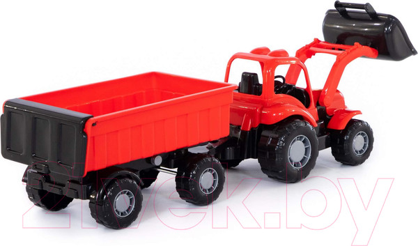 Изображение товара Трактор игрушечный Полесье Крепыш №1 с прицепом и ковшом / 44556