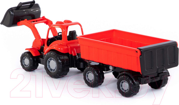 Изображение товара Трактор игрушечный Полесье Крепыш №1 с прицепом и ковшом / 44556