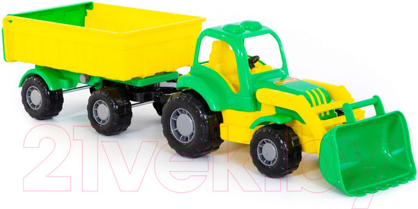 Изображение товара Трактор игрушечный Полесье Крепыш №1 с прицепом и ковшом / 44556