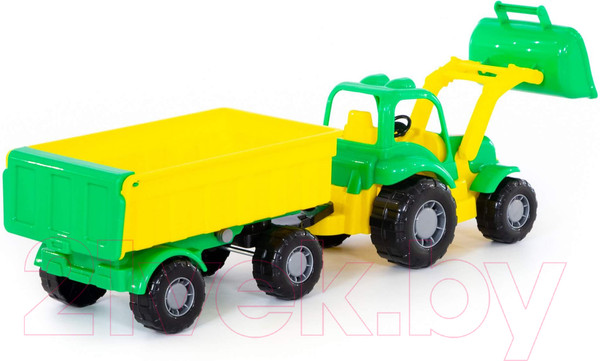 Изображение товара Трактор игрушечный Полесье Крепыш №1 с прицепом и ковшом / 44556