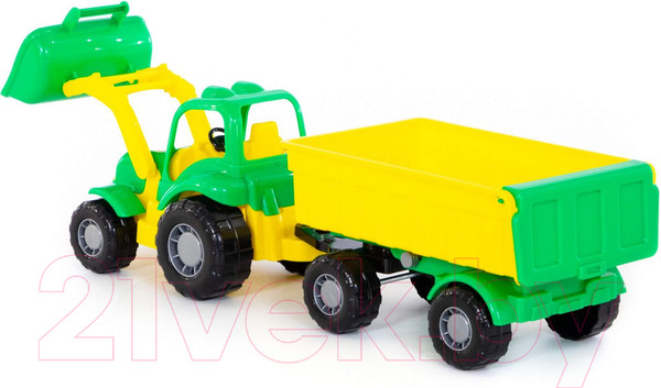 Изображение товара Трактор игрушечный Полесье Крепыш №1 с прицепом и ковшом / 44556