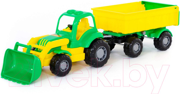 Изображение товара Трактор игрушечный Полесье Крепыш №1 с прицепом и ковшом / 44556