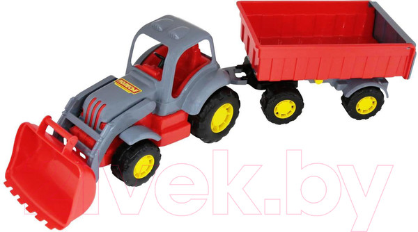 Изображение товара Трактор игрушечный Полесье Силач №1 с прицепом и ковшом / 45027
