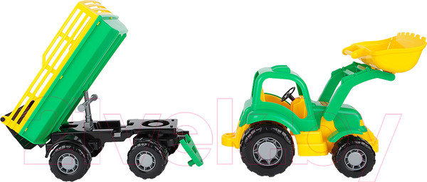 Изображение товара Трактор игрушечный Полесье Силач №1 с прицепом и ковшом / 45027