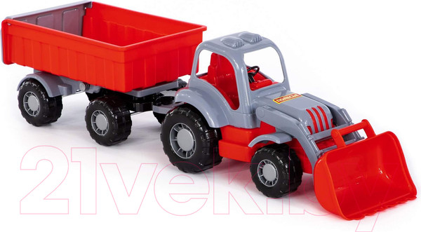 Изображение товара Трактор игрушечный Полесье Силач №1 с прицепом и ковшом / 45027