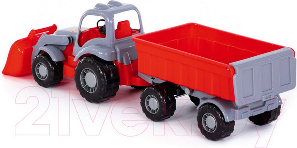 Изображение товара Трактор игрушечный Полесье Силач №1 с прицепом и ковшом / 45027