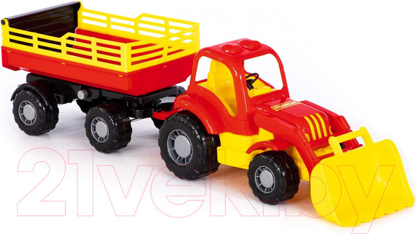 Изображение товара Трактор игрушечный Полесье Силач с прицепом / 45034
