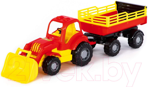 Изображение товара Трактор игрушечный Полесье Силач с прицепом / 45034