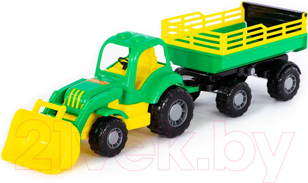 Изображение товара Трактор игрушечный Полесье Силач с прицепом / 45034