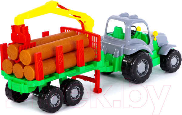 Изображение товара Лесовоз игрушечный Полесье Силач с прицепом / 45041