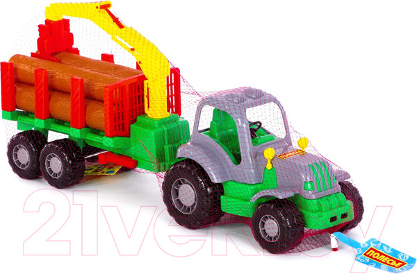 Изображение товара Лесовоз игрушечный Полесье Силач с прицепом / 45041