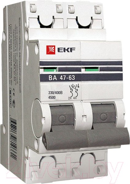 Изображение товара Выключатель автоматический EKF ВА 47-63 2P 32А (C) 4.5kA PROxima / mcb4763-2-32C-pro