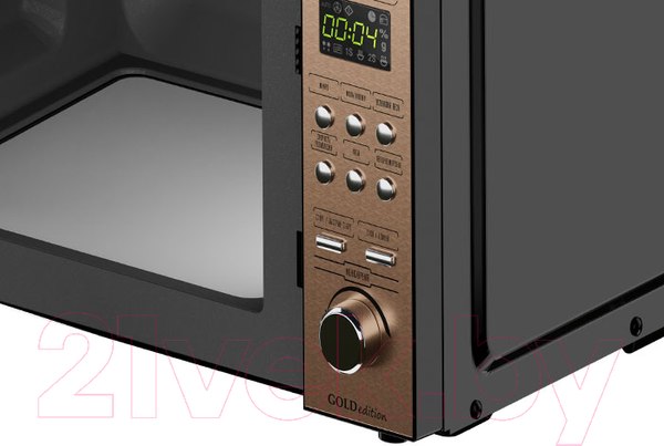 Изображение товара Микроволновая печь Centek CT-1574 (черный/золото)