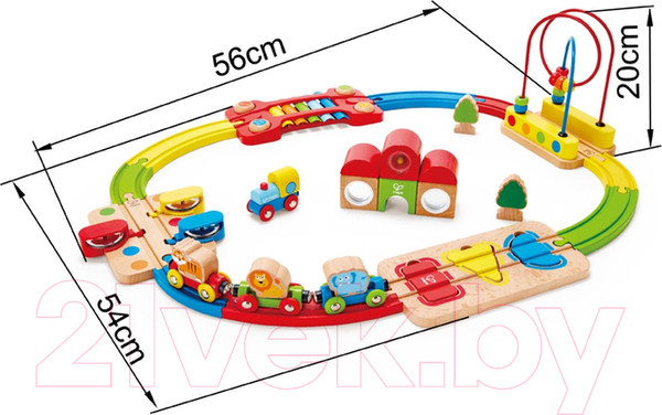 Изображение товара Железная дорога игрушечная Hape Железная дорога. Радужная головоломка / E3826-HP