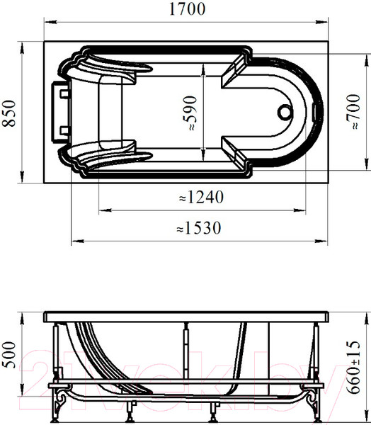 Изображение товара Ванна акриловая Radomir Анабель 170x85 / 4-01-2-0-1-420