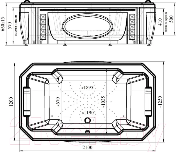 Изображение товара Ванна акриловая Radomir Фонтенбло 210x120 / 4-01-0-0-1-416
