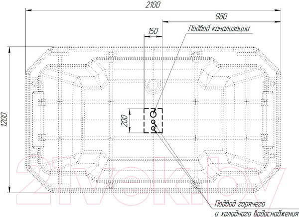 Изображение товара Ванна акриловая Radomir Фонтенбло 210x120 / 4-01-0-0-1-415