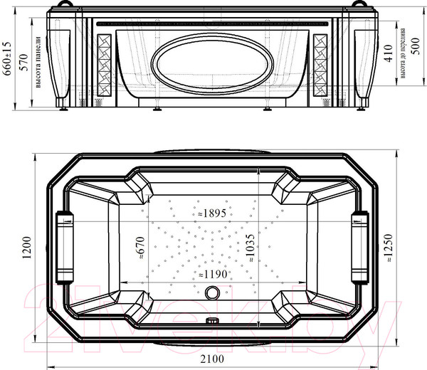 Изображение товара Ванна акриловая Radomir Фонтенбло 210x120 / 4-01-0-0-1-415