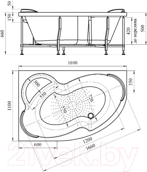 Изображение товара Ванна акриловая Vannesa Ирма 169x110 / 2-01-0-1-1-217