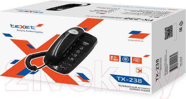Изображение товара Проводной телефон Texet TX-238 (черный)