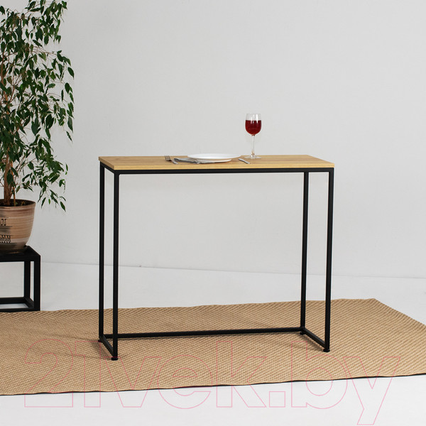 Изображение товара Консольный столик Millwood Пекин 3 Л 100x40x85 (дуб золотой Craft/металл черный)