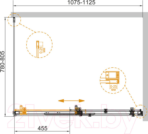 Изображение товара Душевой уголок Cezares STYLUS-SOFT-AH-1-110/80-C-Cr
