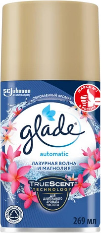 Изображение товара Сменный блок для освежителя воздуха Glade Automatic Лазурная волна и магнолия (269мл)