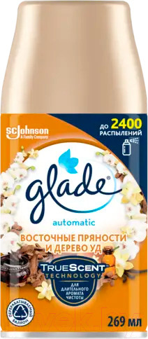 Изображение товара Сменный блок для освежителя воздуха Glade Automatic Восточные пряности и дерево Уд (269мл)