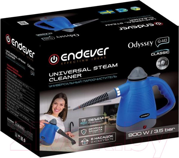 Изображение товара Пароочиститель Endever Odyssey Q-443 (черный/синий)