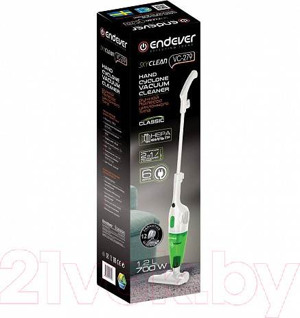 Изображение товара Вертикальный пылесос Endever SkyClean VC-279 (белый/зеленый)