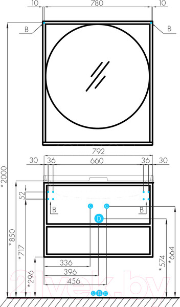 Изображение товара Тумба под умывальник Акватон Лофт Фабрик 80 (1A242401LTDY0)