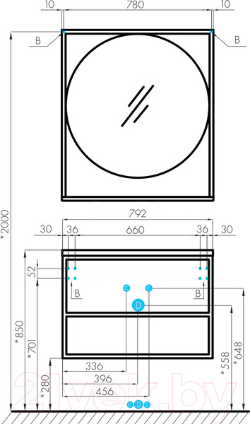 Изображение товара Тумба под умывальник Акватон Лофт Фабрик 80 (1A242401LTDY0)