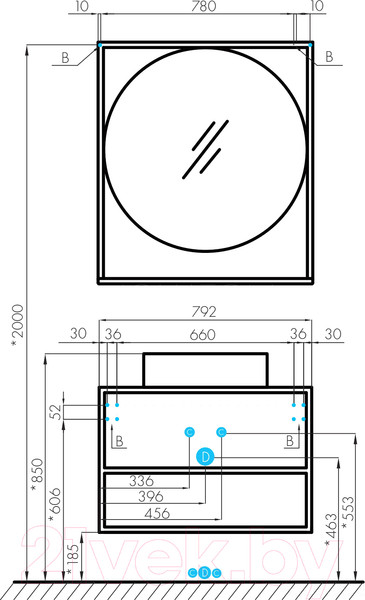 Изображение товара Тумба под умывальник Акватон Лофт Фабрик 80 (1A242401LTDY0)