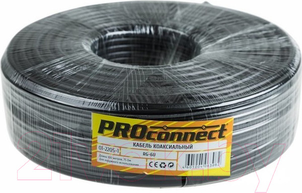 Изображение товара Кабель PROconnect RG-6U CCS/Al/Al / 01-2205-1 (100м, черный)