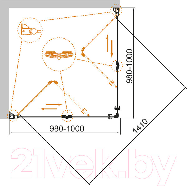 Изображение товара Душевой уголок Cezares ECO-O-AS-2-100-C-Cr