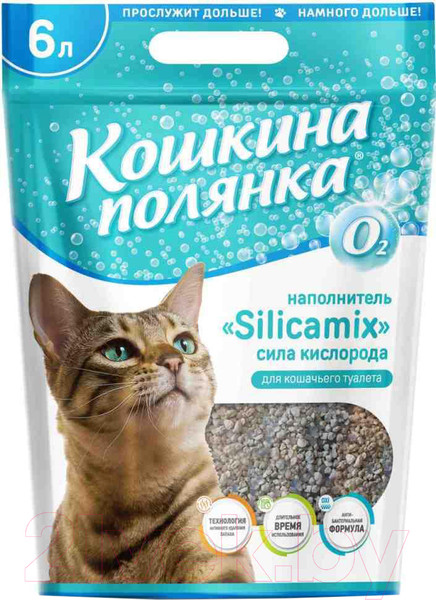 Изображение товара Наполнитель для туалета Кошкина Полянка Silicamix Сила кислорода / 0428 (6л/2.85кг)