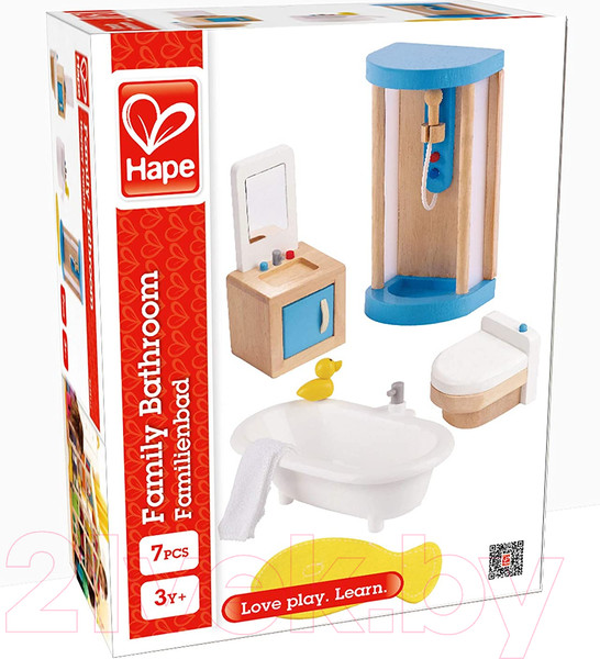 Изображение товара Комплект аксессуаров для кукольного домика Hape Ванная комната / E3451-HP