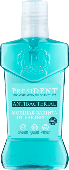 Изображение товара Ополаскиватель для полости рта PresiDent Antibacterial мощная защита (250мл)