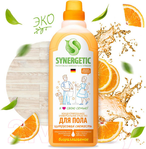 Изображение товара Чистящее средство для пола Synergetic Биоразлагаемое. Цитрусовая свежесть (750мл)
