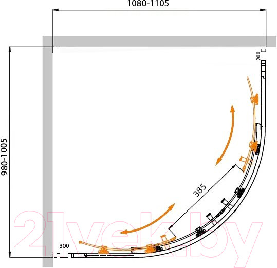 Изображение товара Душевой уголок Cezares MOLVENO-RH-22-110/100-C-Cr-IV