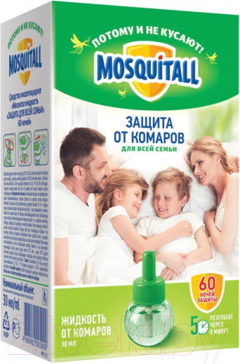 Изображение товара Наполнитель для фумигатора Mosquitall Защита для всей семьи от комаров 60 ночей (30мл)