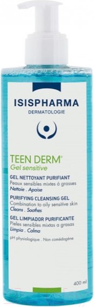 Изображение товара Гель для умывания Isis Pharma Teen Derm Gel Sensitive очищающий для жирной и проблемной кожи (400мл)