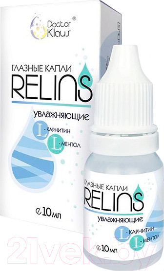 Изображение товара Капли для глаз Relins Увлажняющие с L-карнитином и L-ментолом (10мл)