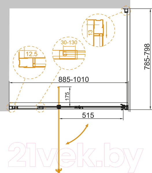 Изображение товара Душевой уголок Cezares VARIANTE-AH-1-90/100-80-C-Cr