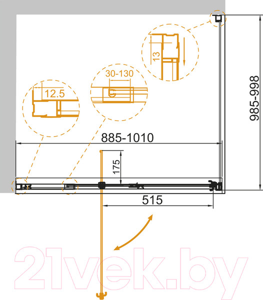 Изображение товара Душевой уголок Cezares VARIANTE-AH-1-100/110-100-C-Cr