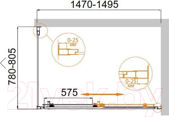 Изображение товара Душевой уголок Cezares MOLVENO-AH-11-150/80-C-Cr-IV