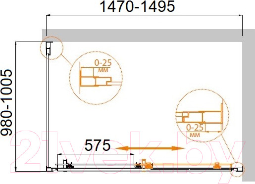 Изображение товара Душевой уголок Cezares MOLVENO-AH-11-150/100-C-Cr-IV