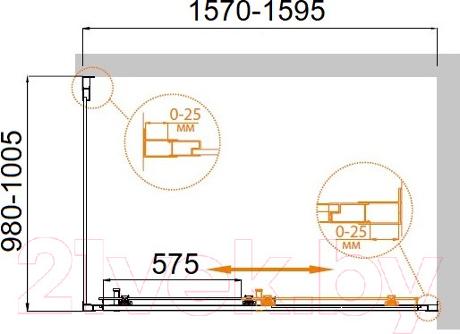 Изображение товара Душевой уголок Cezares MOLVENO-AH-11-160/100-C-Cr-IV